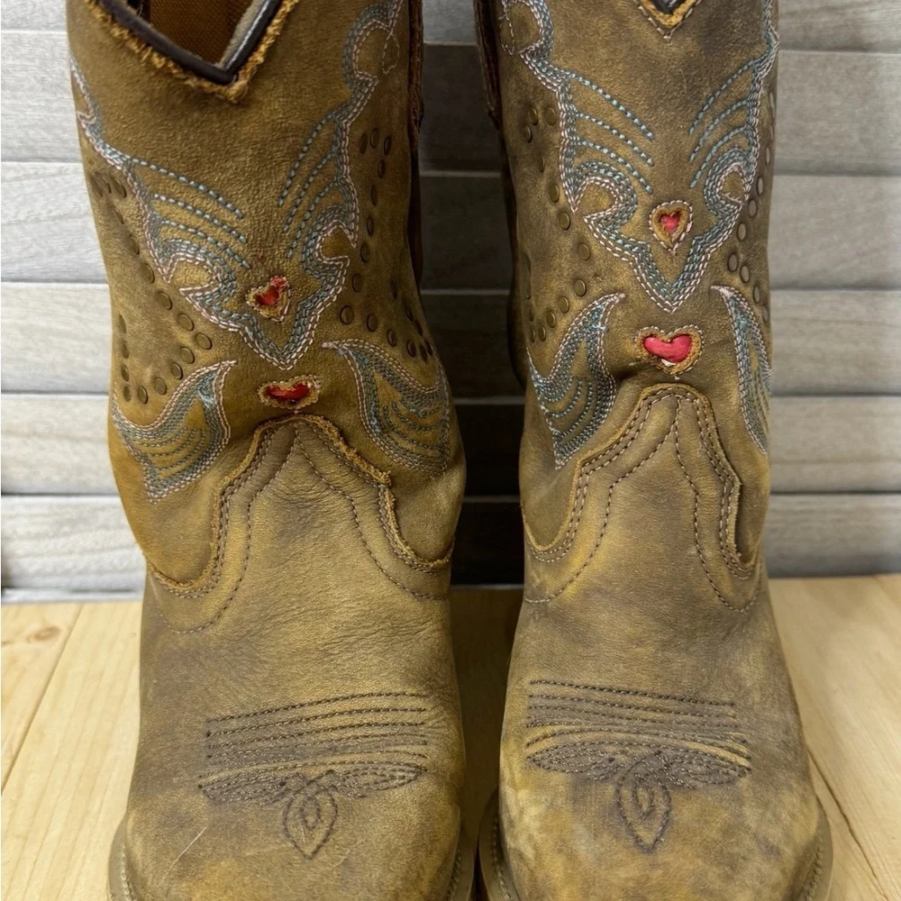 Dan Post Kids Leather Cowboy Boots Size 1.5 Western Rodeo Cowgirl Boots